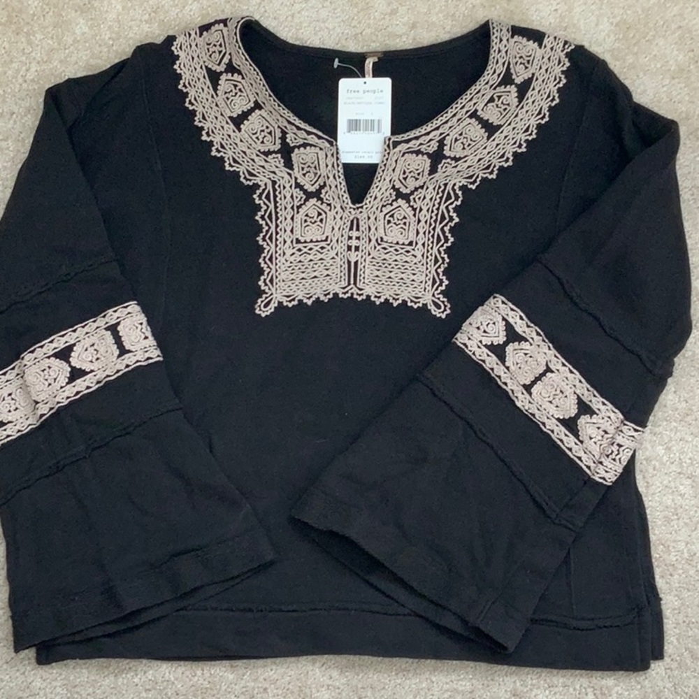 Free People black bell sleeve sweatshirt